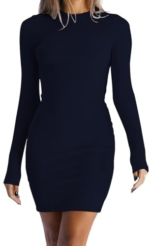 LACOZY Womens Bodycon Midi Dresses Fall Casual Mini Party Dresses Sexy Going Out Long Sleeve Dress 2025 Black L
