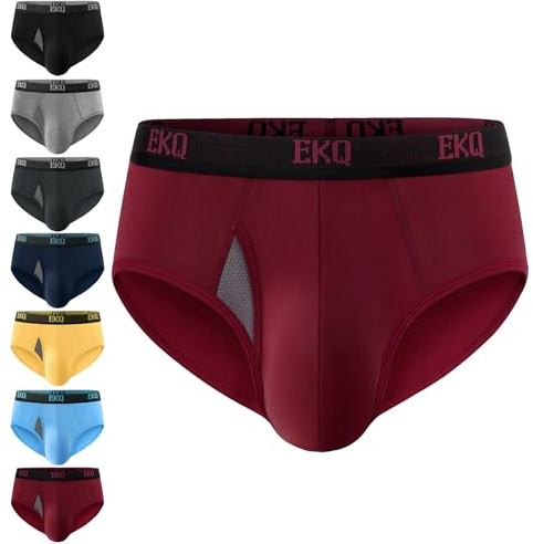 EKQ Mens Briefs Underwear 7-pack Mens Bamboo Briefs Multipack with Fly | Men's Stretch Underpants Tagless Soft Mid Waist Mens Pants Underwear Breathable Comfortable