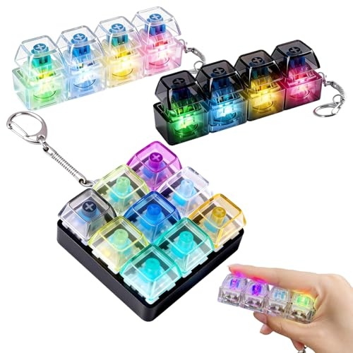 3 Stück Fidget Toy Tastatur Keyboard Fidget Antistress Spielzeug für Erwachsene mit LED Licht Klicker Tastatur Schlüsselanhänger Stressabbau Spielzeug