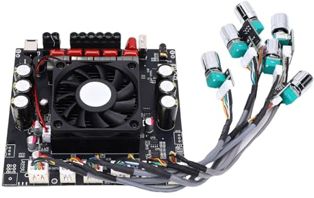 Sxhlseller Placa Amplificadora Bluetooth de 2.1 Canales 200Wx2 + Subwoofer de 400W, Control de Graves Agudos, Entrada BT/AUX/USB para Altavoces de PC de Cine en Casa