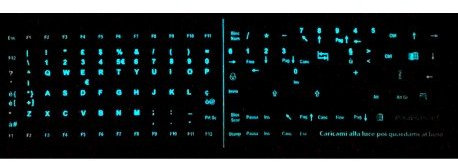 StickersLab - Adesivi lettere tastiera Italiano fosforescenti si illuminano al buio colore blu TASTI PICCOLI
