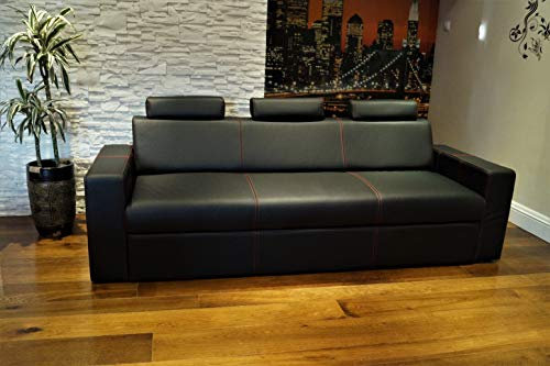 Quattro Meble Echtleder 3 Sitzer Sofa Antalya I 3z FS Breite 230cm mit Schlaffunktion und Kopfstützen Ledersofa Echt Leder Couch große Farbauswahl !!!