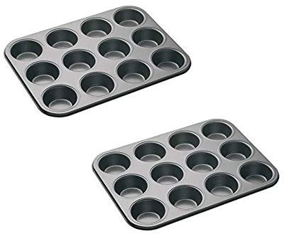 Bahob® 2 Pack 12 Hole Non Stick Cupcake Tray Muffin Pan Baking Moulds Hole Cup (Pack of 1,2,4) (2)