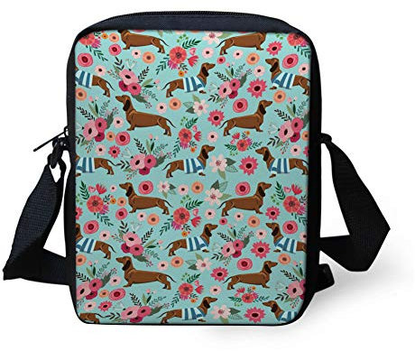 HUGS IDEA Mini-Umhängetasche mit Tiermuster, Reise-Schultertasche, Handy-Tasche, - Dackel - Größe: Small