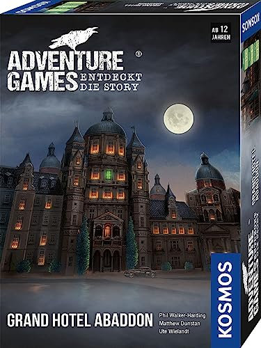 KOSMOS 693190 Adventure Games - Grand Hotel Abaddon Entdecke die Geschichte, kooperatives Brettspiel, für 1 bis 4 Spieler, ab 12 Jahren, spannendes Abenteuerspiel (Deutsch)