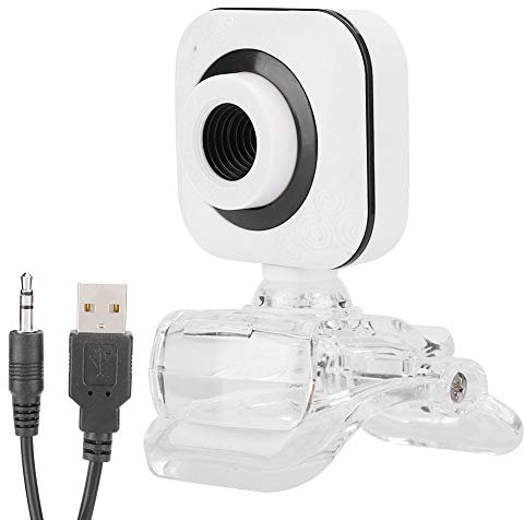 Annadue Microfono Incorporato per Webcam per PC, videocamera per Computer Bianca 480P con Clip Trasparente, Supporta la Rotazione della Testa di 360 Gradi, per l'apprendimento in Classe