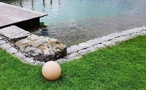 Trango 200S Gartenkugel IP65 Kugelleuchte 20cm Durchmesser in Sandstein-Optik *Sandstone* mit je 5 Meter Kabel & E27 Fassung Kugellampe, Gartenleuchte, Außenleuchte, Außenlampe ohne Leuchtmittel