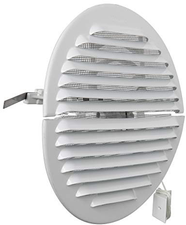 La Ventilazione GABDF160R Griglia di ventilazione tonda pieghevole in Alluminio verniciato bianco con rete antinsetti, diametro 175 mm