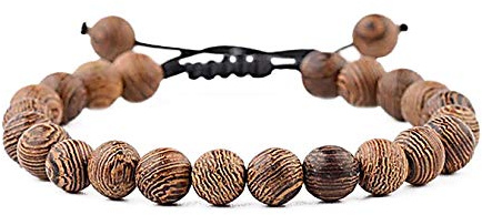 Leuchtbox Bracelet de perles en bois naturel pour homme et femme - Chaîne de méditation spirituelle - Bracelet réglable
