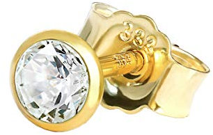 NKlaus Einzel Ohrstecker 3,5mm Gelbgold 333 8 Karat Gold Ohrring Kristall Zirkonia Weiß 1761