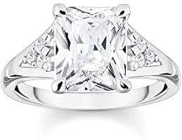 THOMAS SABO Ring weißer Stein Silber Recyceltes 925 Sterling Silber Zirkonia, Größe 58, TR2362-051-14-58