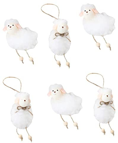 Super Idee 6 Schafe Anhänger Osteranhänger Holzanhänger 10 cm Osterdeko Osterlamm Osterhänger Wollschaf Osterschaf Ostern Deko Ostergeschenk Give-Away Mitgebsel für Kinder Kunden