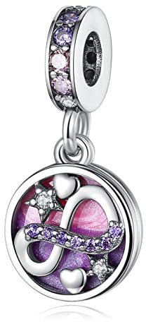 Annmors Donna Ciondolo Stelle scintillanti dell'infinito Argento 925 Colgantes con Zirconia cubica per Charms Bracciale