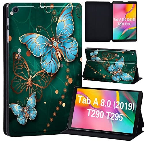 FINDING CASE Galaxy Tab A 8.0 2019 Case T290 T295, Slim Light Cover Stand Hard Shell Folio Case for 8.0 inch Galaxy Tab A 2019 Tablet Model SM-T290 (Wi-Fi) SM-T295 (LTE) (metal butterfly)