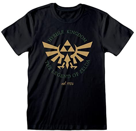 HEROES INC EUROPE B.V. Maglia a Maniche Corte Unisex The Legend of Zelda Hyrule Kingdom Crest Nero