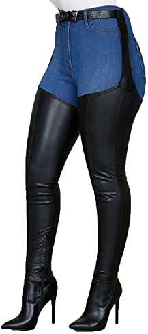Stivali sopra il ginocchio in pelle PU elasticizzata da donna Stivali alti alla coscia con tacco a spillo Stivali lunghi a punta sexy con cerniera di moda con cintura in vita regolabile,Nero,43