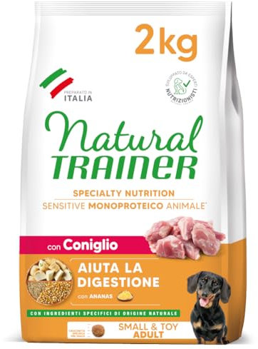Natural Trainer Sensitive No Gluten Cibo per Cani Adulti Small&Toy con Coniglio e Cereali Integrali - 2kg