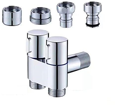 Folpus Kupfer 3 Durchgangswinkel Absperrventil, Wasserdurchflussschlauchanschluss ventil G1/2 Gewinde Füllventil für Waschbecken, Haus, Badewanne, mit 3 Auslauf