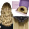 Fshine Clip Extensions Echthaar 60cm Kastanienbraun Ombré Honigblond Mix Platinblond Extensions Echthaar Clips 120g 7 Stücke Invisible Clip in Echthaarverlängerungen Farbe 6 27 60