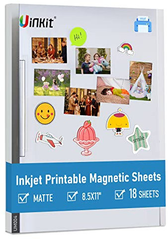 Uinkit Bedruckbare magnetische Blätter, nicht klebend, 13,5 mm, 21,6 x 27,9 cm, dickes Magnetpapier für Tintenstrahldrucker (18)
