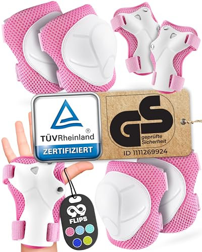 99FLIPS Knieschoner Kinder Inliner Schoner Kinder - Protektoren - Flash - Größe S/M Pink - Knieschützer, Ellenbogenschützer & Handschützer - Schoner Set Schützer Inliner