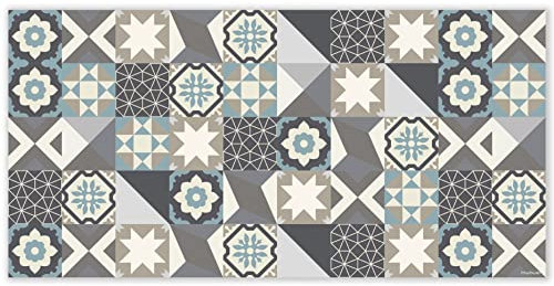 mubusi Vinyl Teppich Küche Lounge - Verschiedene Größen - (Hydraulik Porto Blau 90x180 cm)