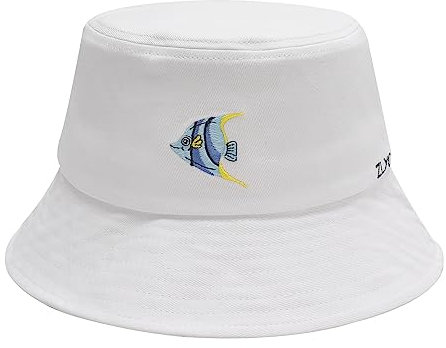 ZLYC Männer Frauen Sommer Fischerhüte Obst Hut, Kaiserlicher Fisch Blau Weiß, One Size