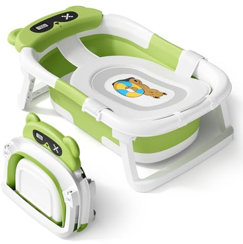 AVIDOR Baby-Badewanne, faltbare Badewanne für Neugeborene bis Kleinkinder, langlebige Essentielle Baby-Badewanne, tragbare Reise-Baby-Badewanne mit weichem Kissen, rutschfestes Aufhängen und
