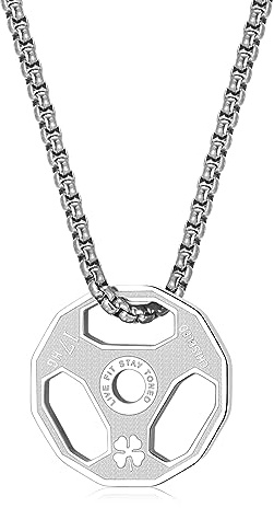 AILUOR Männer Frauen Hantel Anhänger Halskette, Edelstahl Hantel Anhänger Sport Hantel Gewichtheber Hantel Kette Schmuck