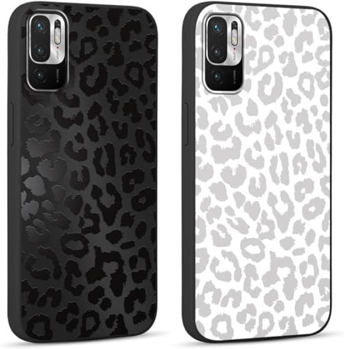 Yoedge 2 Stück HandyHülle für Xiaomi Redmi Note 10 / 10T 5G Hülle 6,5, Schutzhülle für Redmi Note 10 5G Case Leopard Muster Aesthetic Mädchen Junge Geschenk Weich TPU Silikon Stoßfest Cover, Schwarz