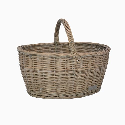 UNUS Weidenkorb Picknickkorb Einkaufskorb Henkelkorb 44,5x33,5x20cm(LxHxB) grau