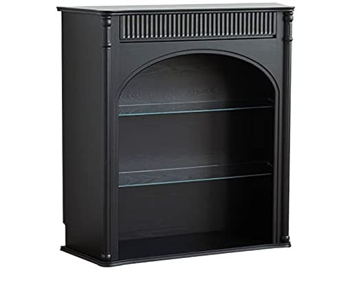 WAOCEO Dekorative Kaminkonsole Vintage Kaminsims, Wohnzimmer, dekorativer Kaminsims, französischer minimalistischer Kaminsims, Regal, Schrank, Schwarze Walnussmöbel Kaminumrandung Kamingehäuse