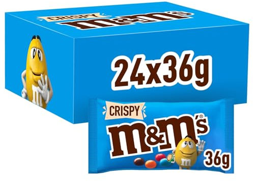 M&M's Crispy Confetti Al Cioccolato Contenenti Riso Soffiato, 24 Bustine Ognuna Da 36g di praline al cioccolato: totale 864g, Nuova versione