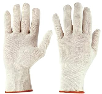 Payper HANDY CO Guanto da lavoro unisex 100% cotone filo continuo polsino in maglia bordato Crema, Conf.12 paia (L)