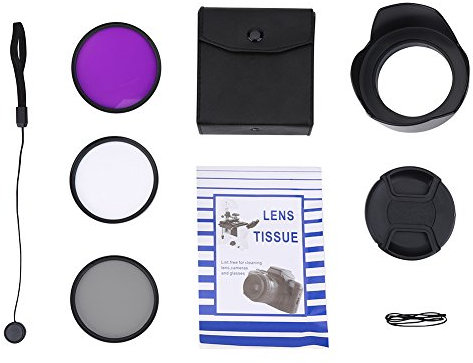 JTLB UV CPL FLD Lens Filter Kit with Pouch Lens Cap Hood Photography Accessory 67mm