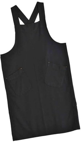 JISADER Delantal de pintura Delantal de taller Delantal de chef multiusos suave y cómodo Delantal de cocina Espalda cruzada para jardinería Carpintería, negro