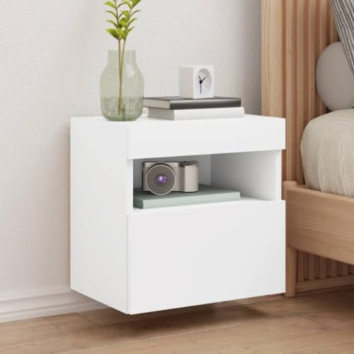 HETFTJN Mobili TV a Parete con Luci LED 2pz, Mobiletto Cucina Mobile Porta Tv Mobiletto Basso Mobile Angolare Adatto per Ingresso Salotto Cucina Soggiorno Bianchi 40x30x40 cm