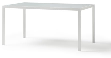 KG KITGARDEN - Mesa Aluminio Terraza/Jardín, 150x90x72, Blanco Roto - Parma