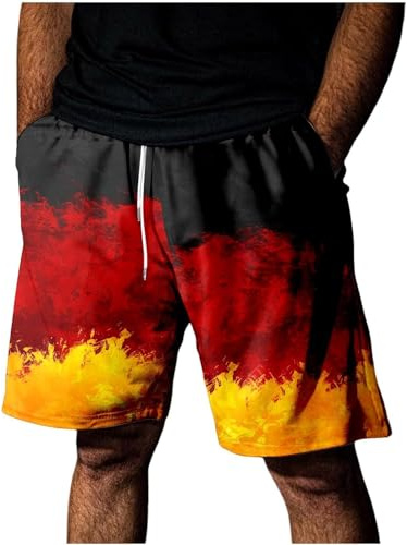 Udbeksid Deutschland Shorts Herren EM 2024 mit Spielernummer für Germany Fans Supporter Sport Shorts Fanartikel Geschenk für Fußball Trikot Fans Netzstoff Männer Kurze Hose mit Gummizug Kordelzug