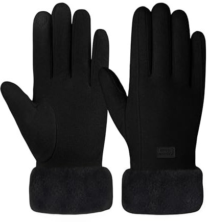 FORVEVO Handschuhe Damen Winter,Warme Touchscreen Winterhandschuhe,Thermo Handschuhe mit Fleece Futter für Outdoor Fahrrad Skifahren(Schwarz)