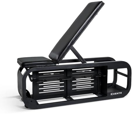 Centr Workout Bench Press, Fusion Bench - Multi-Purpose Adjustable Weight Bench with Storage Rack for Dumbbells, Bands, & Recovery Tools - Incline & Sit Up Bench for Home Gym Exercise