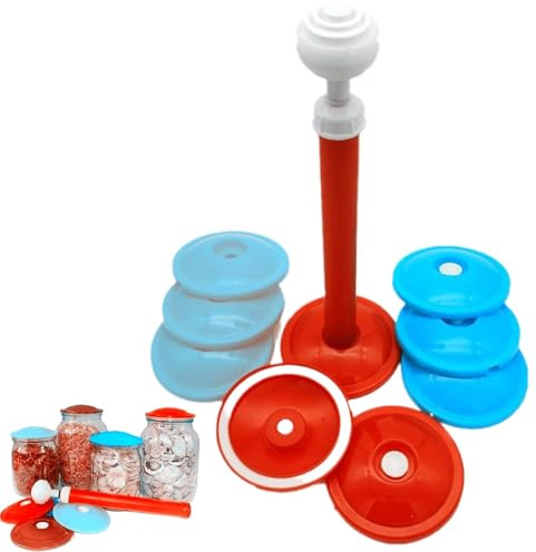Glas-Vakuumierer-Set, Vakuumierer-Glasdeckel - Glas-Vakuum-Lebensmittelsparer,Effizienter Vakuum-Lebensmittelsparer für Gläser, Handpumpen-Vakuumierer mit Vakuumpumpe und 9 Deckeln zum Frischhalten