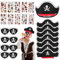 LFENYIGI Piratenhut Kinder, Piraten Kindergeburtstag Set mit 8 pcs Piratenhut, 8 pcs Augenklappe Pirat, 10 pcs Pirat Tattoos Schädel für Piratenparty Geburtstag Halloween Maskerade