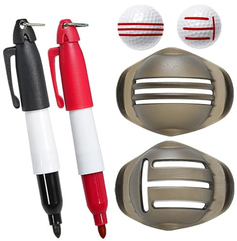 Lnhgh Golf Ball Liner Mit Markierungsstift, 2 Stück Golfball-Marker Liner Golfballmarkierer, Golfball Strichzeichnung Markierung Golf Ball Liner Marker, Golfball Alignment Tool