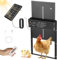 Gxpjycfob Porte Poulailler Automatique Solaire, Trappe Solaire pour Poulailler Aluminium avec Affichage LED, Télécommande, Minuterie, Porte Automatique Poulailler avec Capteur de Lumière Noir