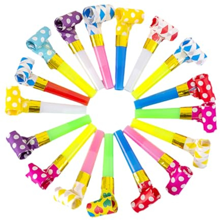 Party Blowers 20 Pcs, Mixed Colour Whistles, Adults Party Bag Fillers | For Birthdays New Year Graduation Weddings Christmas, Party Horns Noise Makers, Fun Blow for Goodie Bags