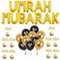 21PCS Umrah Mubarak Party Decoration, Umrah Mubarak Gifts Include Cake Cupcake Toppers Foil Balloons Graduation Party Decorations Black Gold Balloons