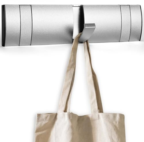 flintronic 3 Garderobenhaken, Moderne Platzsparende Garderobenleiste Umklappbaren, Wandgarderobe Silber, Wandhaken Selbstklebend & Schrauben, Hakenleiste Kleiderhaken für Jacken Schals Handtaschen