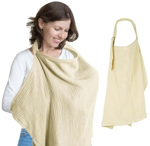 Musselin-Abdeckung zum Stillen von Babys, 95 X 75 CM Stillbezug für Babys, stillschal für unterwegs mit Starrem Reifen, Mehrzweck-Autositz-Baldachin