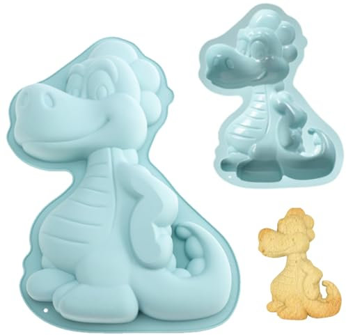 Dinosaurier Silikon Kuchenform, Backform Dinosaurier 3d, Dinosaurier Kuchenform, 3D Dinosaur Baking Mould für für Kuchen Eis Schokolade Brot Dessert Pudding(Blau)